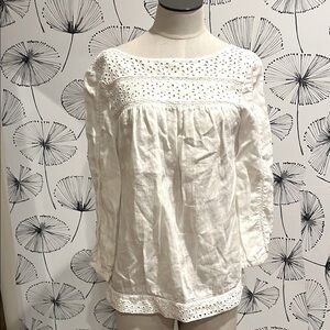 Cynthia Rowley XS linen White Eyelet Women's Top